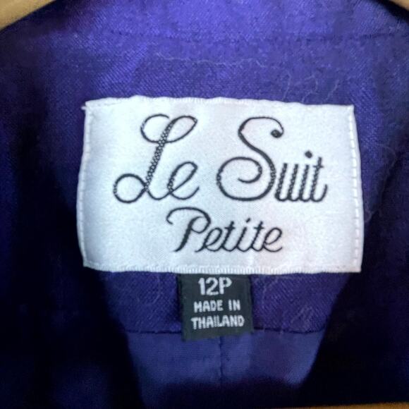 Le Suit Skirt Suit Womens 12P Purple 80s 90s Career Solid Double Breasted - Picture 3 of 7